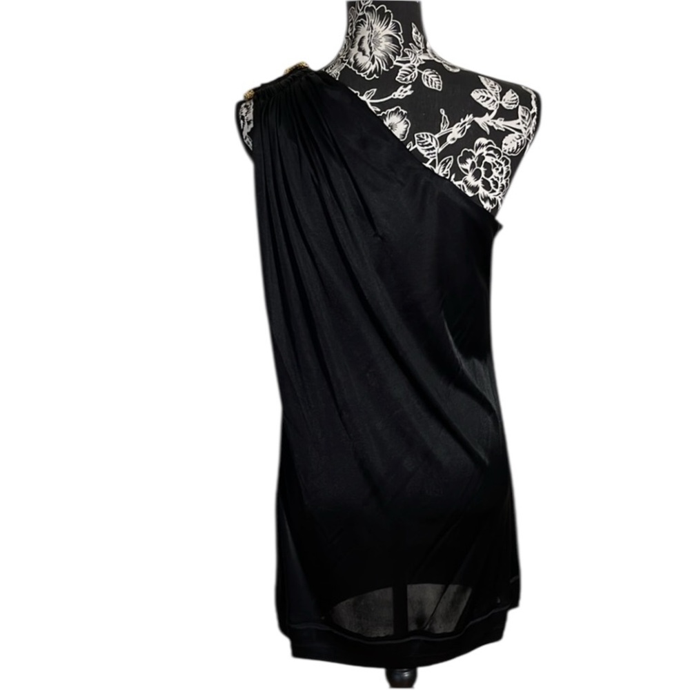 Roberto Cavalli size 10-12 black mini dress gold snake detail NWT size 46